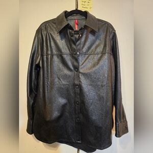 SPANX Black Faux Leather Loose Fit Shacket